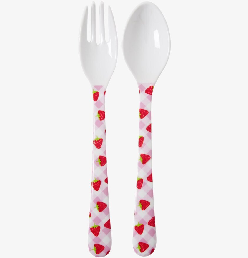 Bestickset Gingham & Strawberry från Rice med rosa mönster