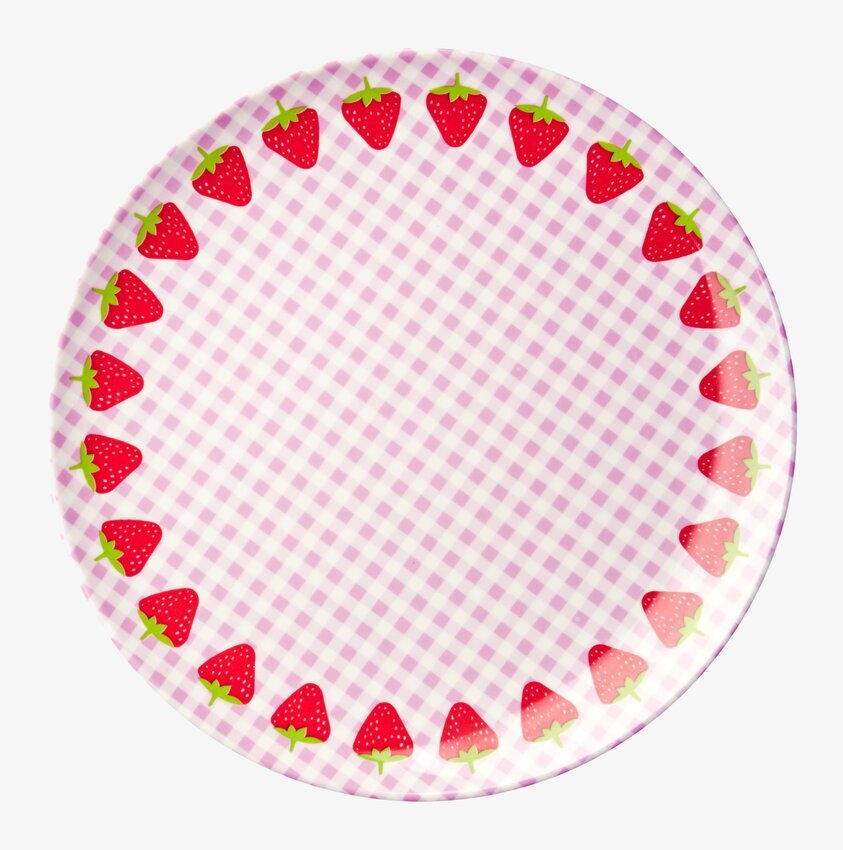 Tallrik Gingham & Strawberry från Rice med lekfull design