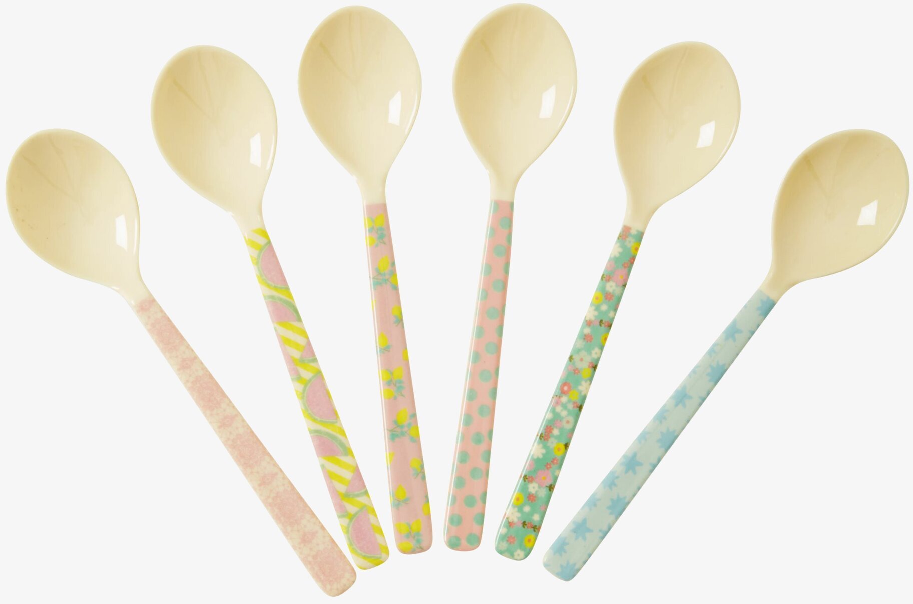 Skedar Melamin - In Color We Trust från Rice, färgglada mönster