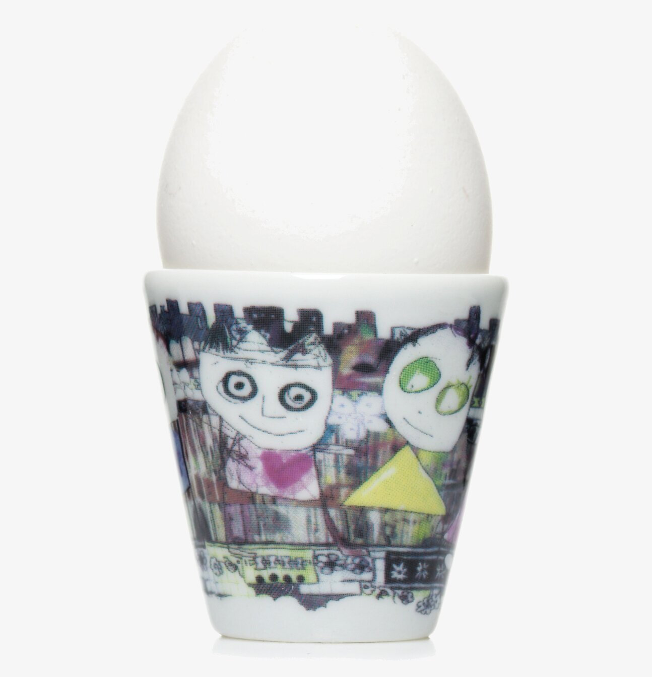 Äggkopp City 4-Pack från Poul Pava med färgglada motiv