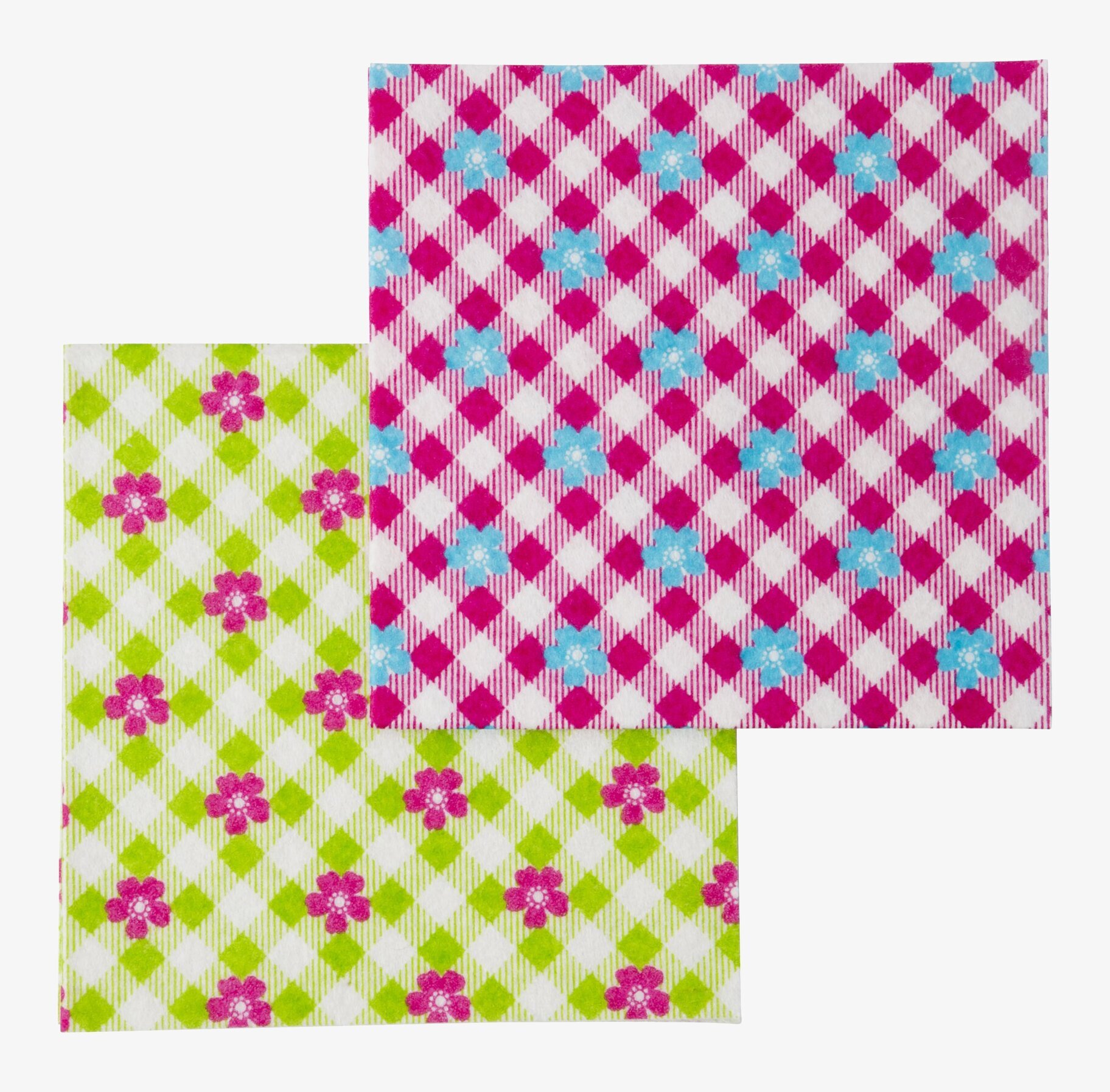 Disktrasor Limegrön/Röd från Rice med blommotiv och rutor