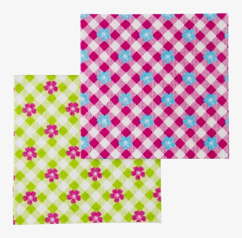 Disktrasor Limegrön/Röd från Rice med blommotiv och rutor