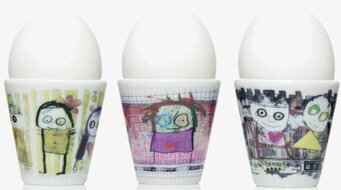 Äggkopp City 4-Pack från Poul Pava med färgglada motiv