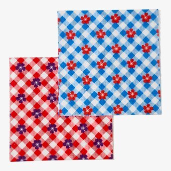 Disktrasor Blå/Fuchsia från Rice med livfullt blommönster