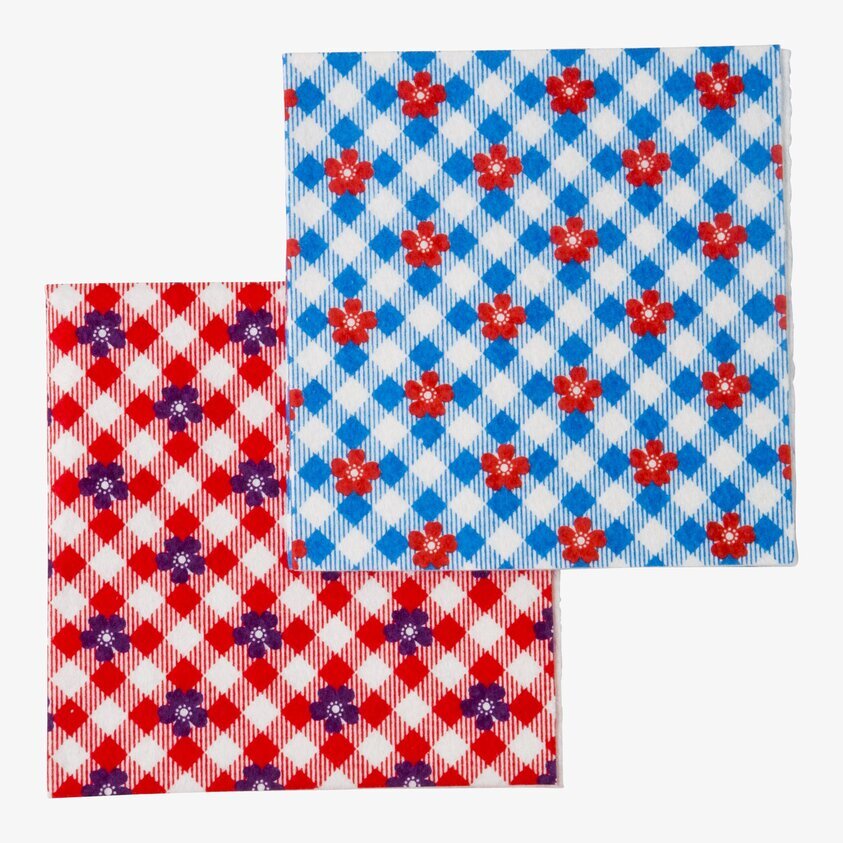 Disktrasor Blå/Fuchsia från Rice med livfullt blommönster