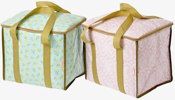 Kylväska Lace från Rice i blått citronmönster och rosa spets