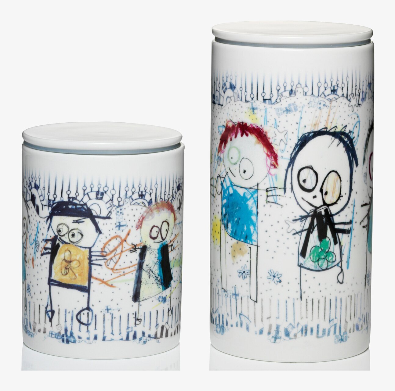 Porslinsburk Beach Party L från Poul Pava med färgglada figurer