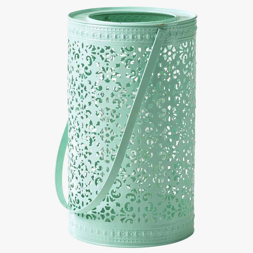 Lykta Garden Mint från Rice i perforerad mintgrön metall