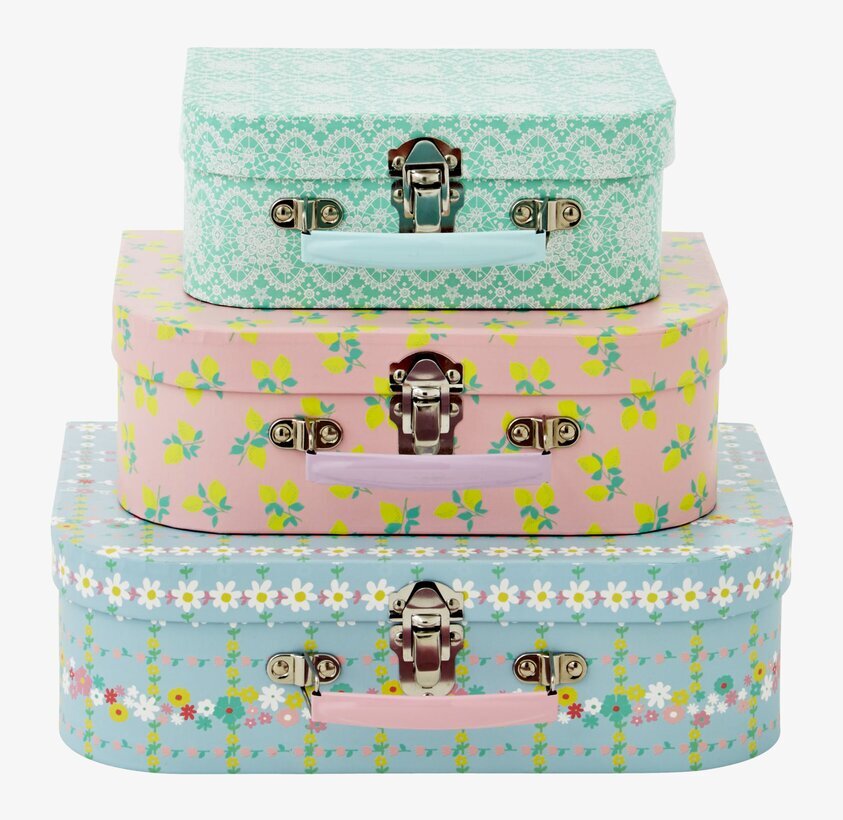 Väskor 3-Pack Cardboard från Rice i färgglada mönster