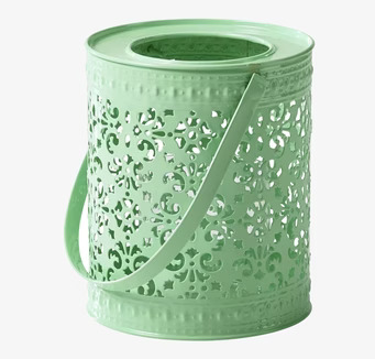 Lykta Garden Grön från Rice med utskuret blommönster