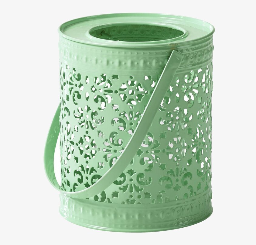 Lykta Garden Grön från Rice med utskuret blommönster