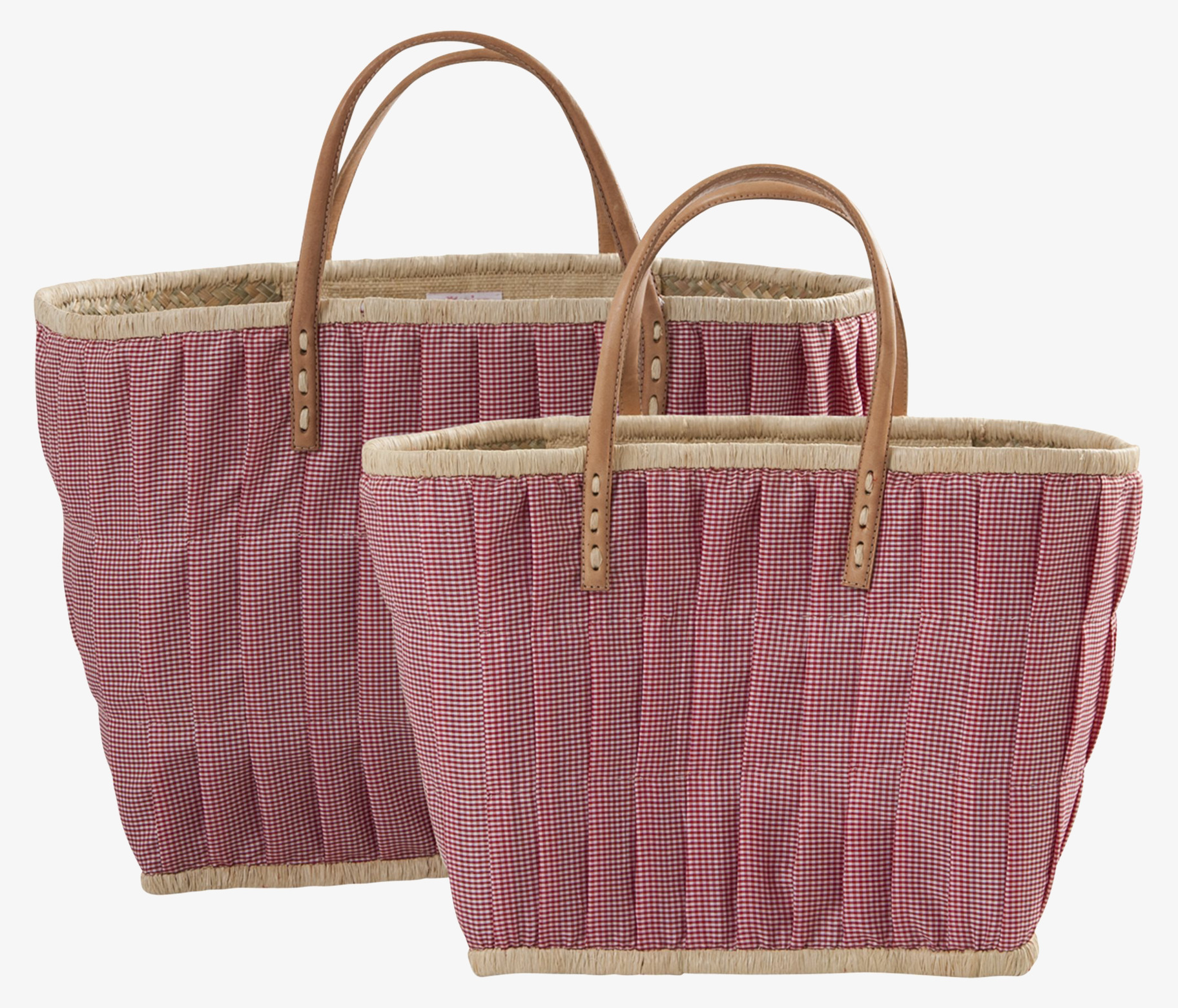 Raffia Väska - Check Red från Rice mot vit bakgrund