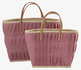 Raffia Väska - Check Red från Rice mot vit bakgrund