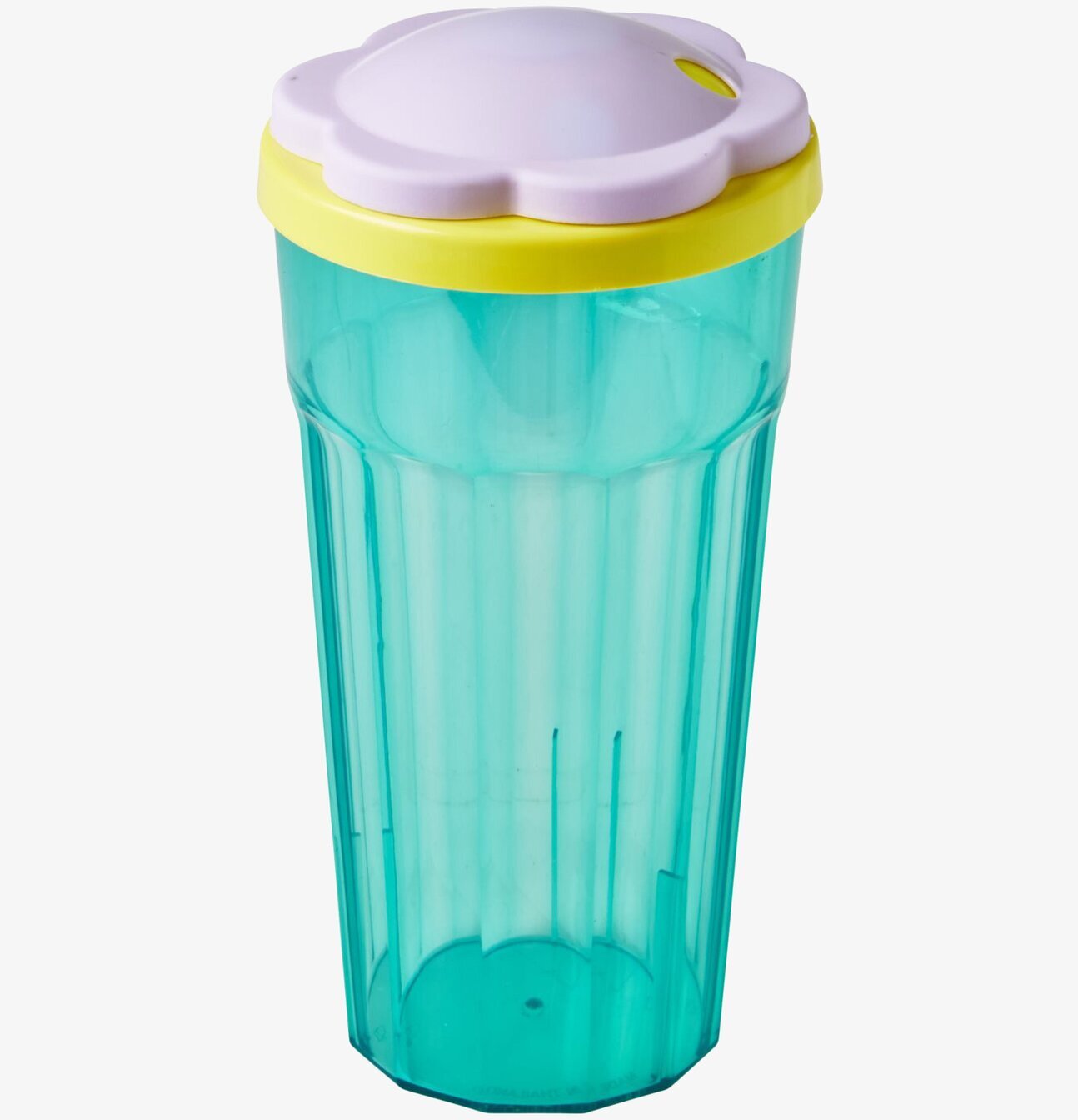 Plastmugg Med Lock från Rice i turkos med vitt och gult lock