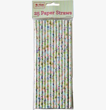 Sugrör 25-Pack Grön från Rice i genomskinlig förpackning