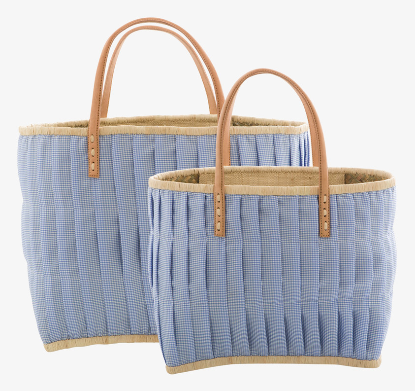 Raffia Väska - Turquoise Check från Rice på vit bakgrund