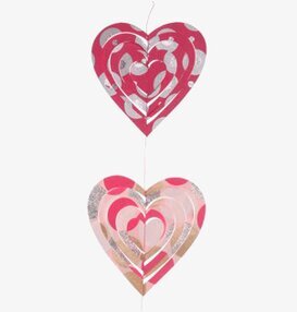 Dekoration Hjärta Rosa från Sass & Belle, två hjärtan i rad