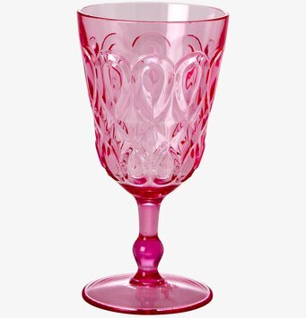 Vinglas Swirly Pink från Rice med rosa snirklig design