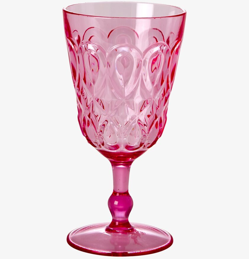 Vinglas Swirly Pink från Rice med rosa snirklig design