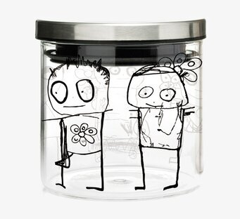 Glasburk Pure Friends S från Poul Pava med tecknade figurer