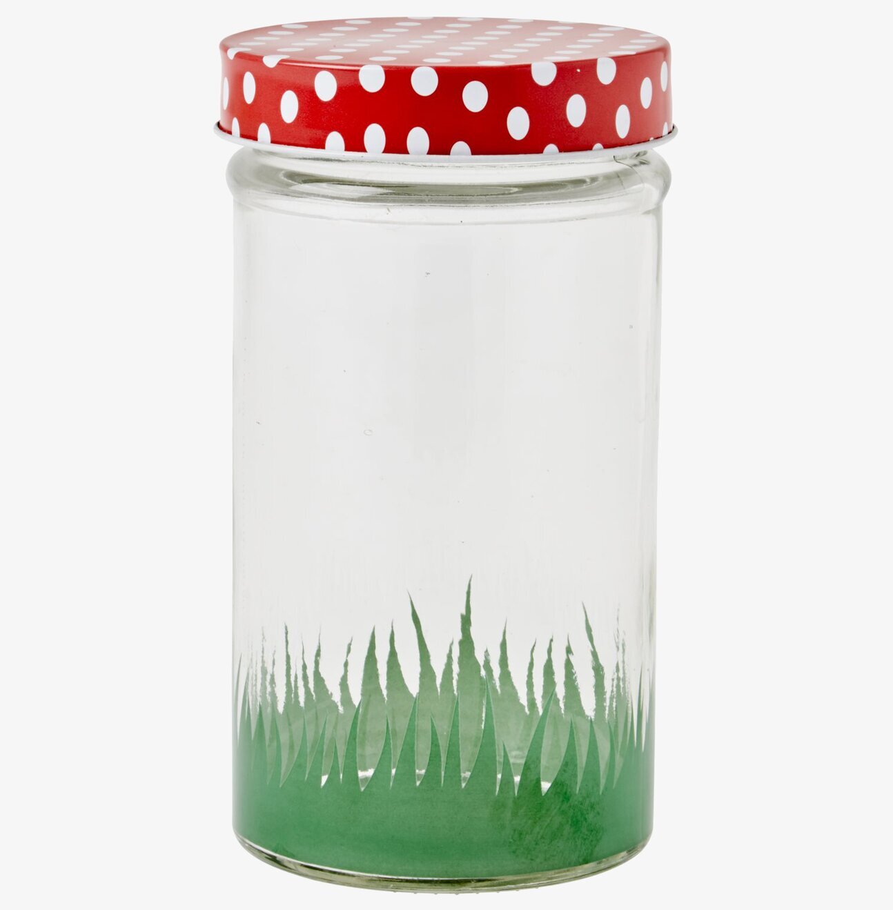 Glasburk Mushroom 600 ml från Rice med rött prickigt lock