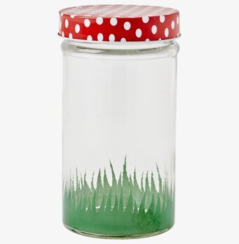 Glasburk Mushroom 600 ml från Rice med rött prickigt lock