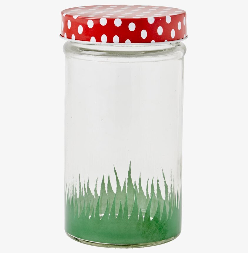 Glasburk Mushroom 600 ml från Rice med rött prickigt lock