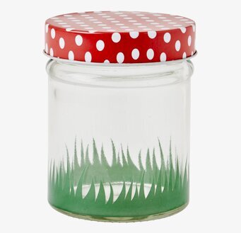 Glasburk Mushroom 400 ml från Rice med rött prickigt lock