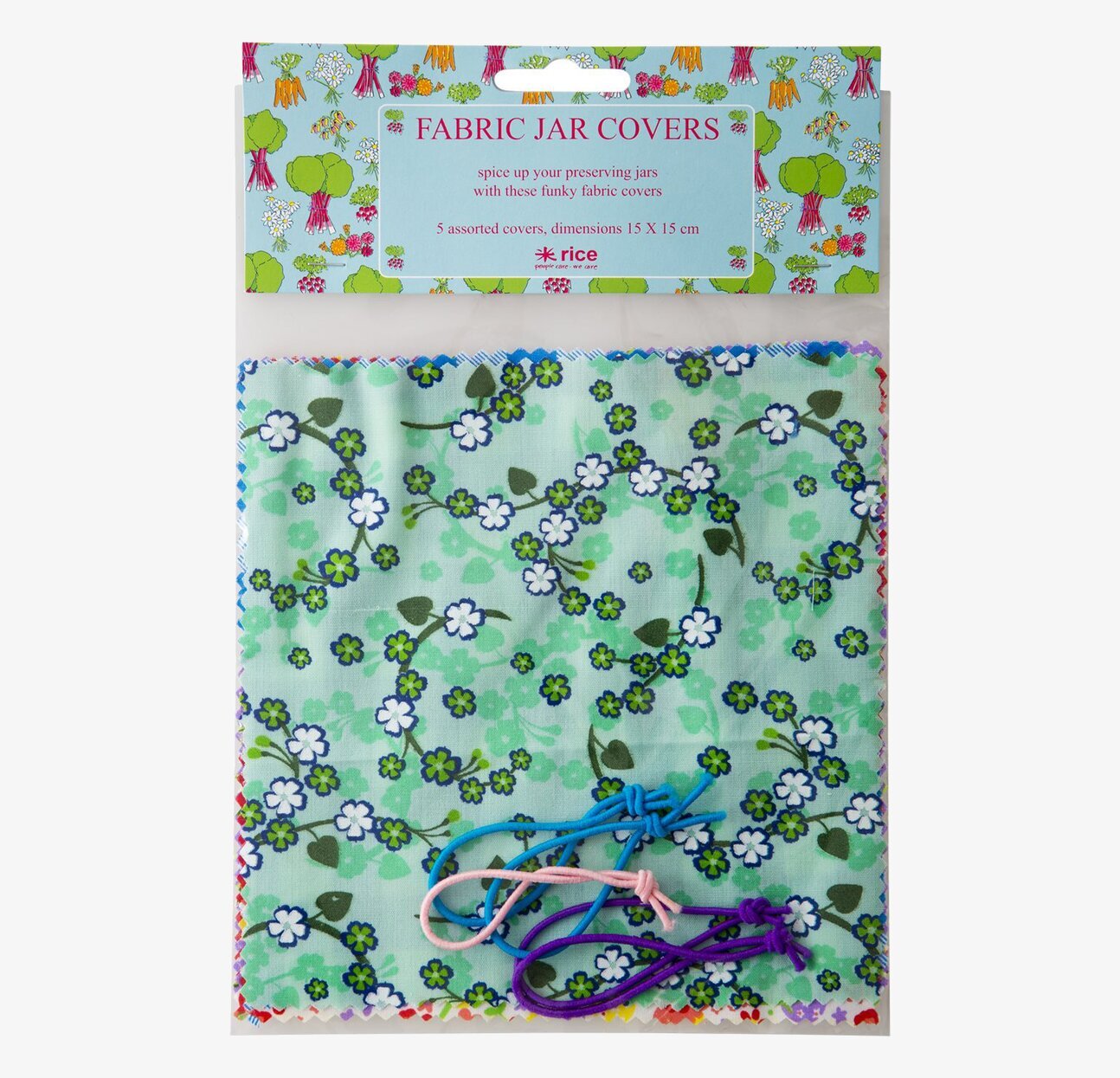 Tyghätta Till Glasburk 5-pack från Rice i färgglada mönster