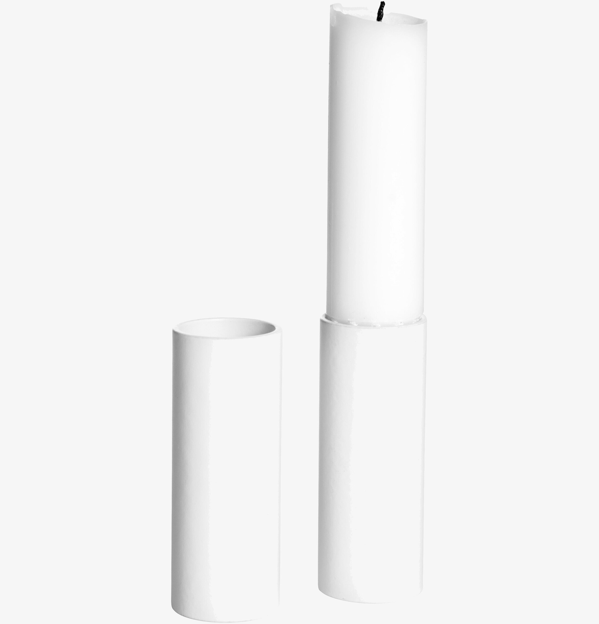 Ljusstump Hög Vit från Ernst i vit keramik med blockljus