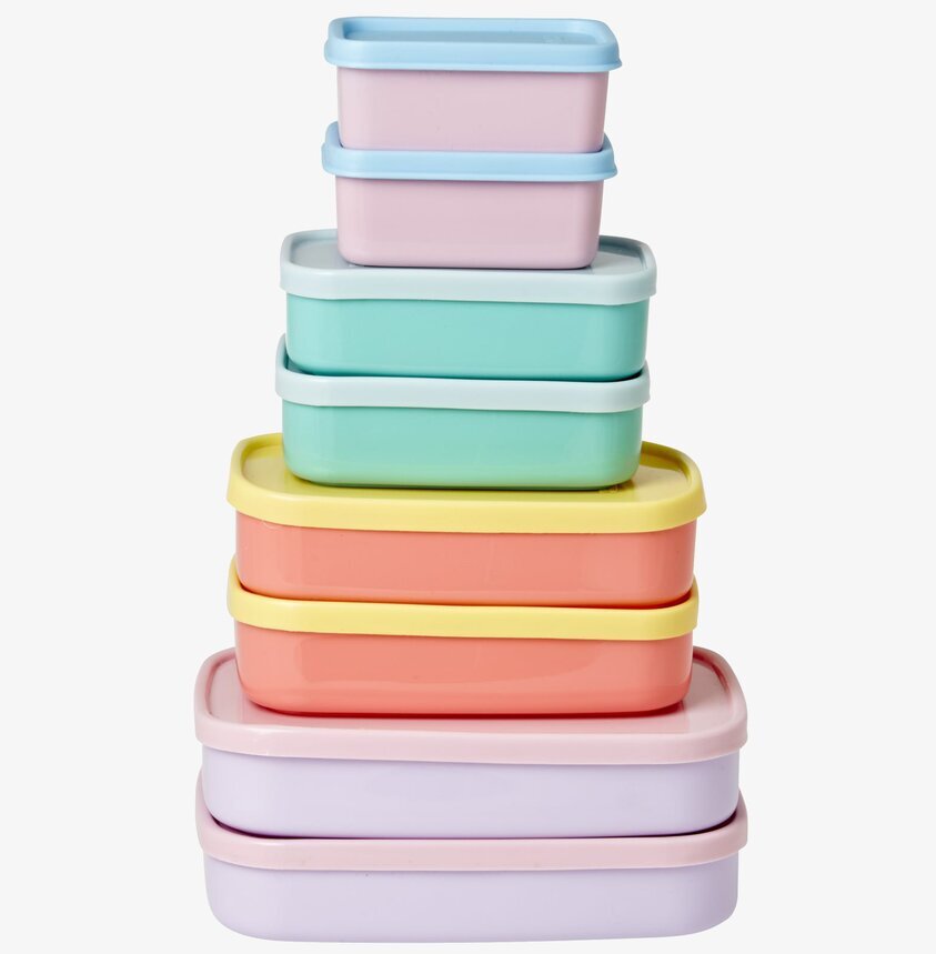 Plastburkar Med Lock - 8 Pack från Rice i olika färger