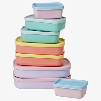 Plastburkar Med Lock - 8 Pack från Rice i olika färger