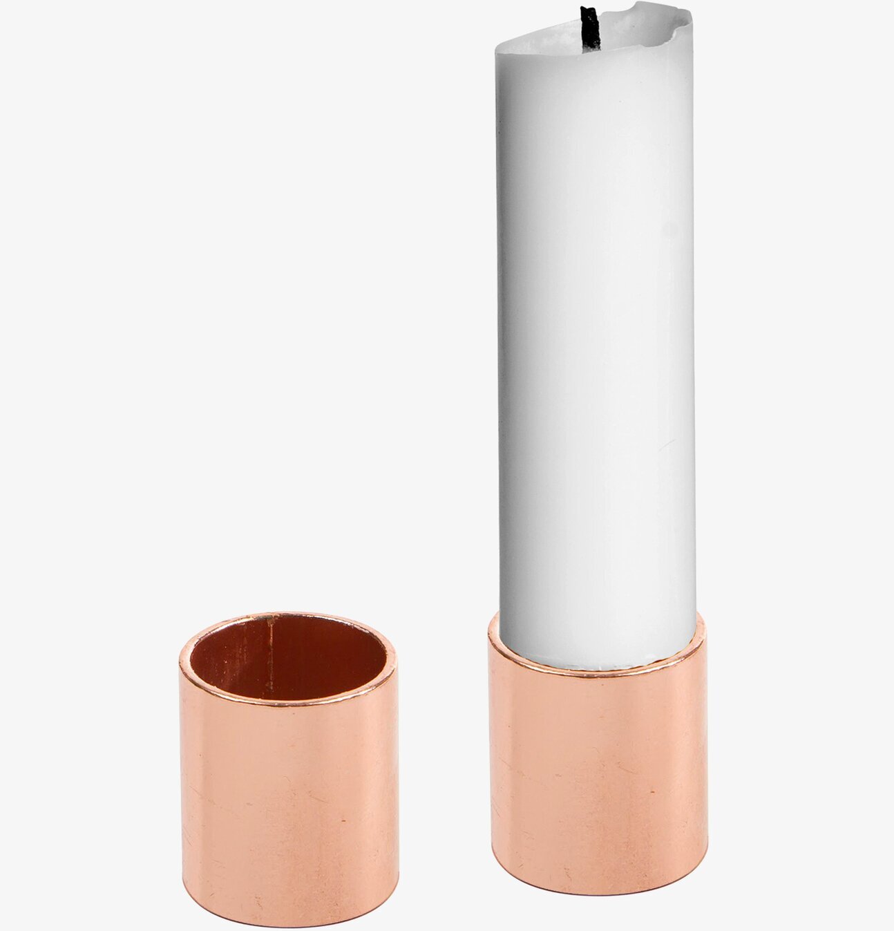 Ljusstump Låg Koppar från Ernst med vitt stearinljus