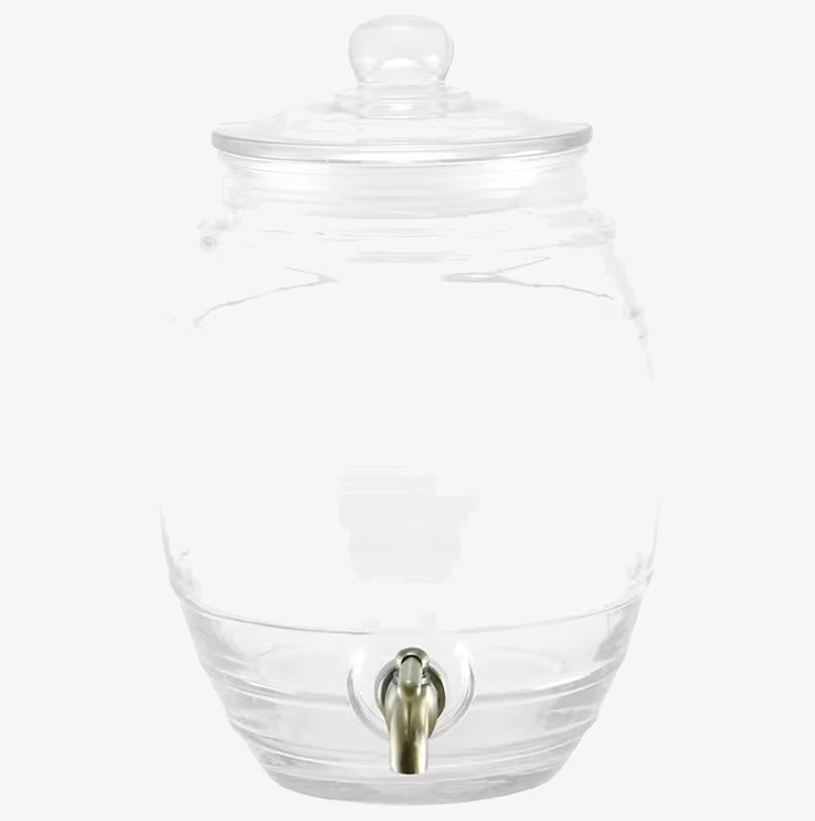 Glasburk Med Mässingskran från Strömshaga i klart glas