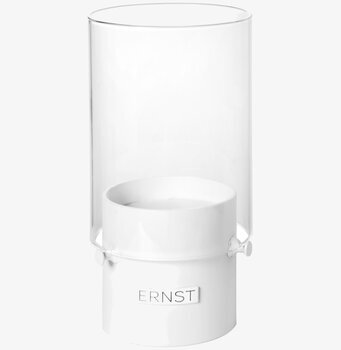 Rund Lykta Vit Låg från Ernst i vitlackad metall och glas
