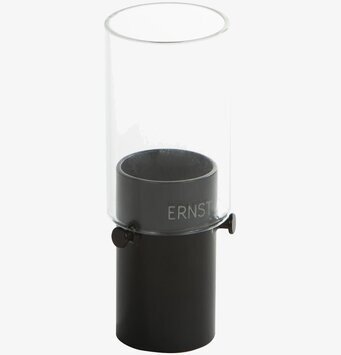 Rund Lykta Värmeljus Svart från Ernst med glaskupa