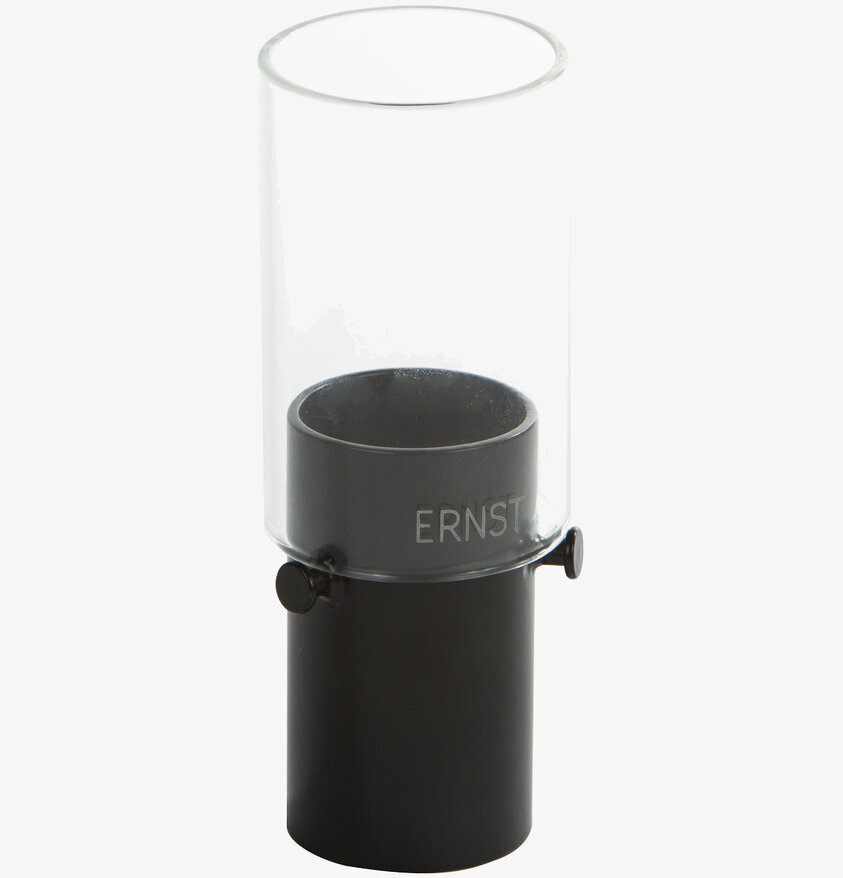 Rund Lykta Värmeljus Svart från Ernst med glaskupa