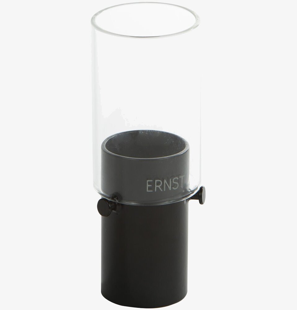 Rund Lykta Värmeljus Svart från Ernst med glaskupa