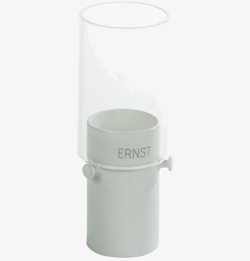 Rund Lykta Värmeljus Vit från Ernst i metall och glas