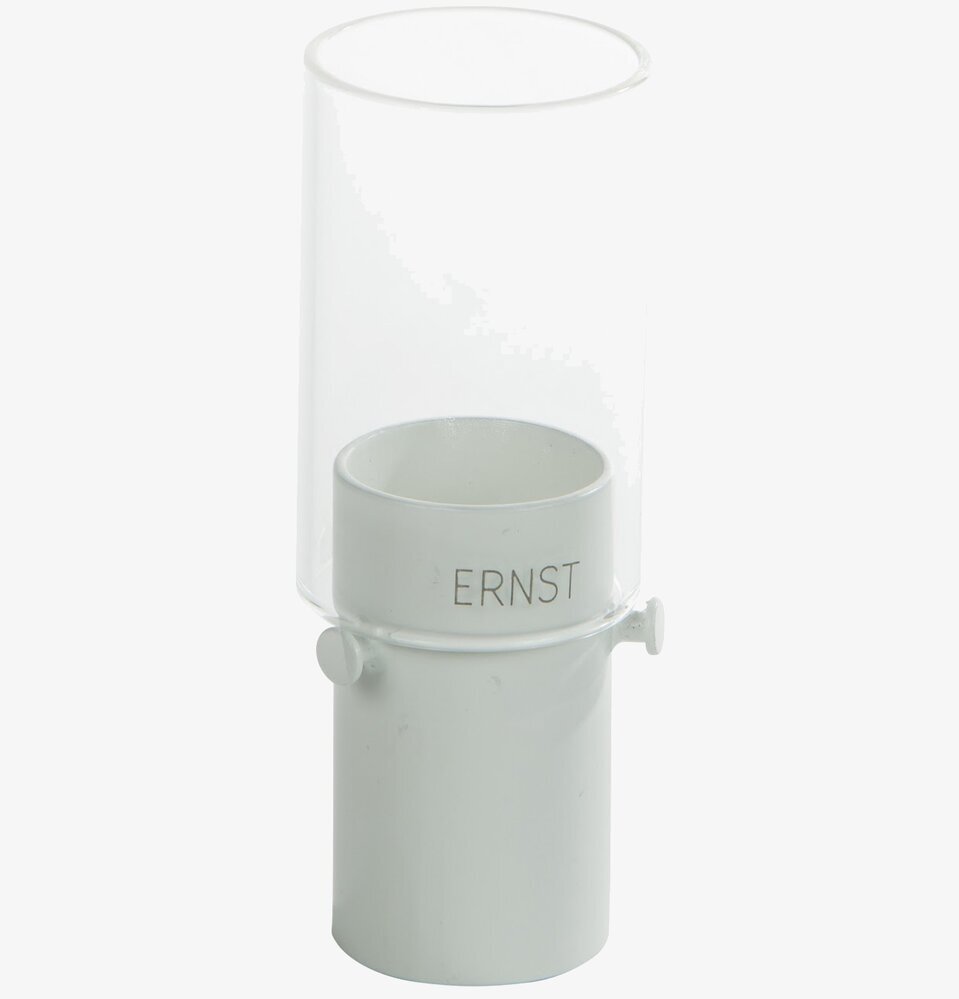 Rund Lykta Värmeljus Vit från Ernst i metall och glas