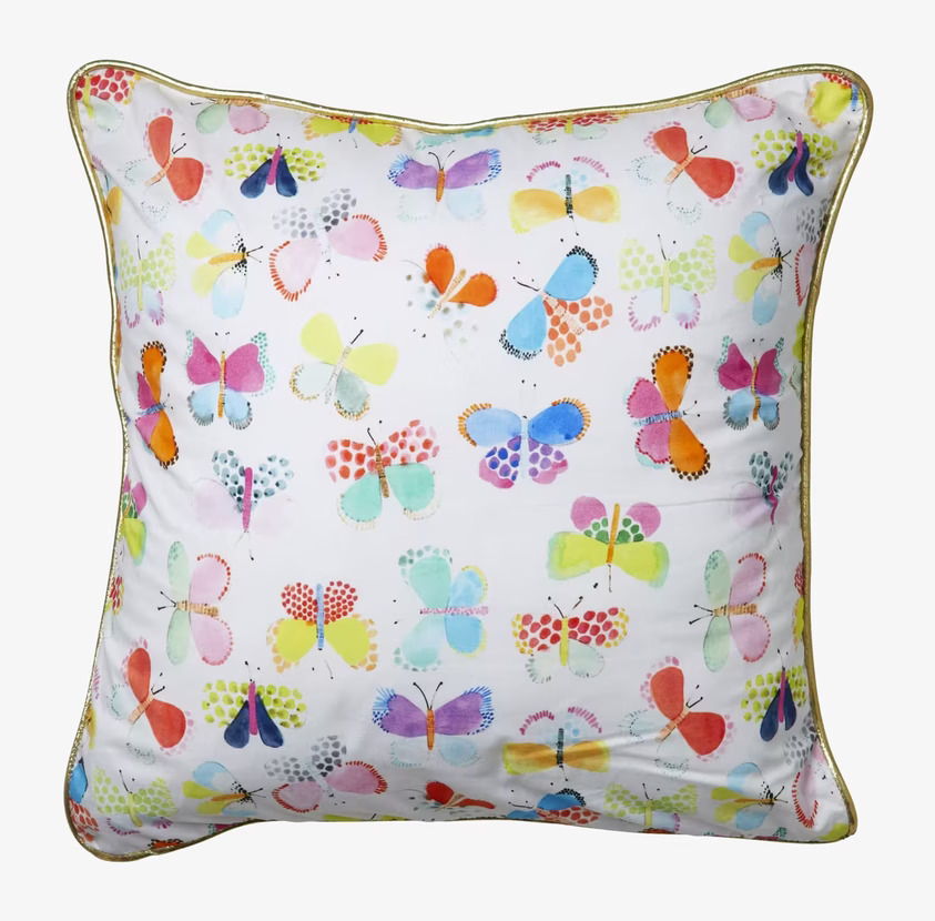 Kudde Butterfly Print från Rice med färgglada fjärilar