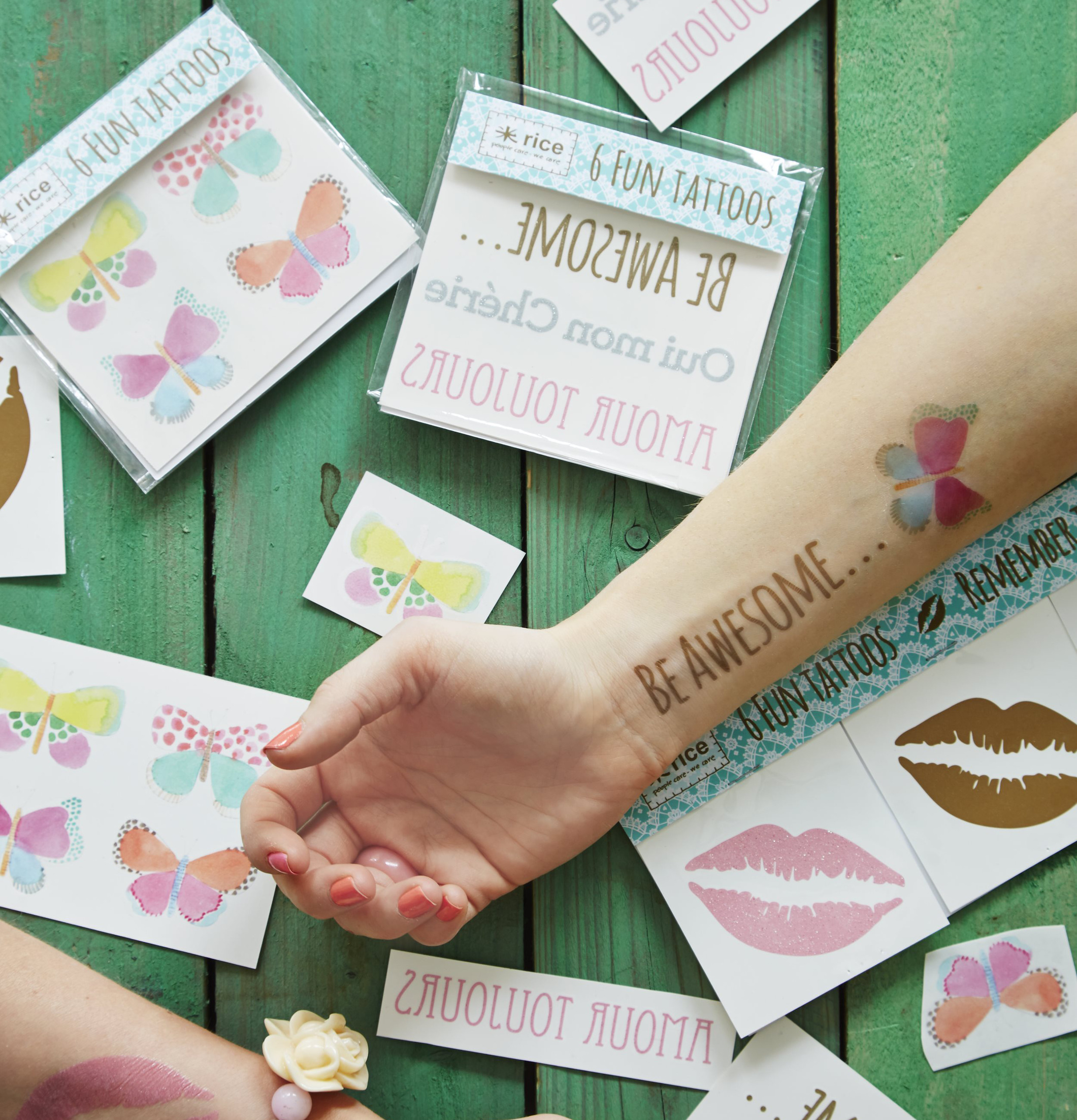 Tatueringar Rice från Rice, temporära och färgglada motiv