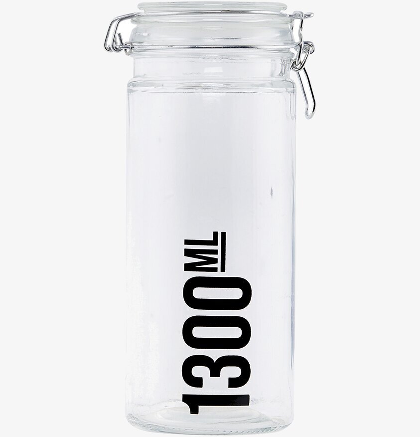 Glasburk 1300 ml från House Doctor med metallbygel och text
