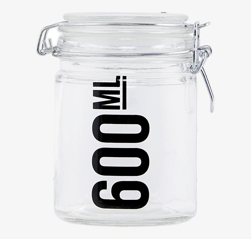 Glasburk 600 ml från House Doctor med metallklämma och text