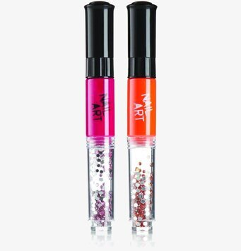 Nagelkonst Neon från Annat: Rosa och orange med glitter