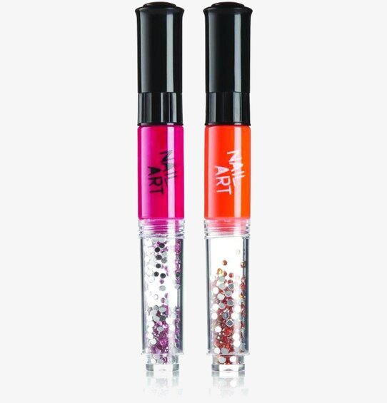 Nagelkonst Neon från Annat: Rosa och orange med glitter