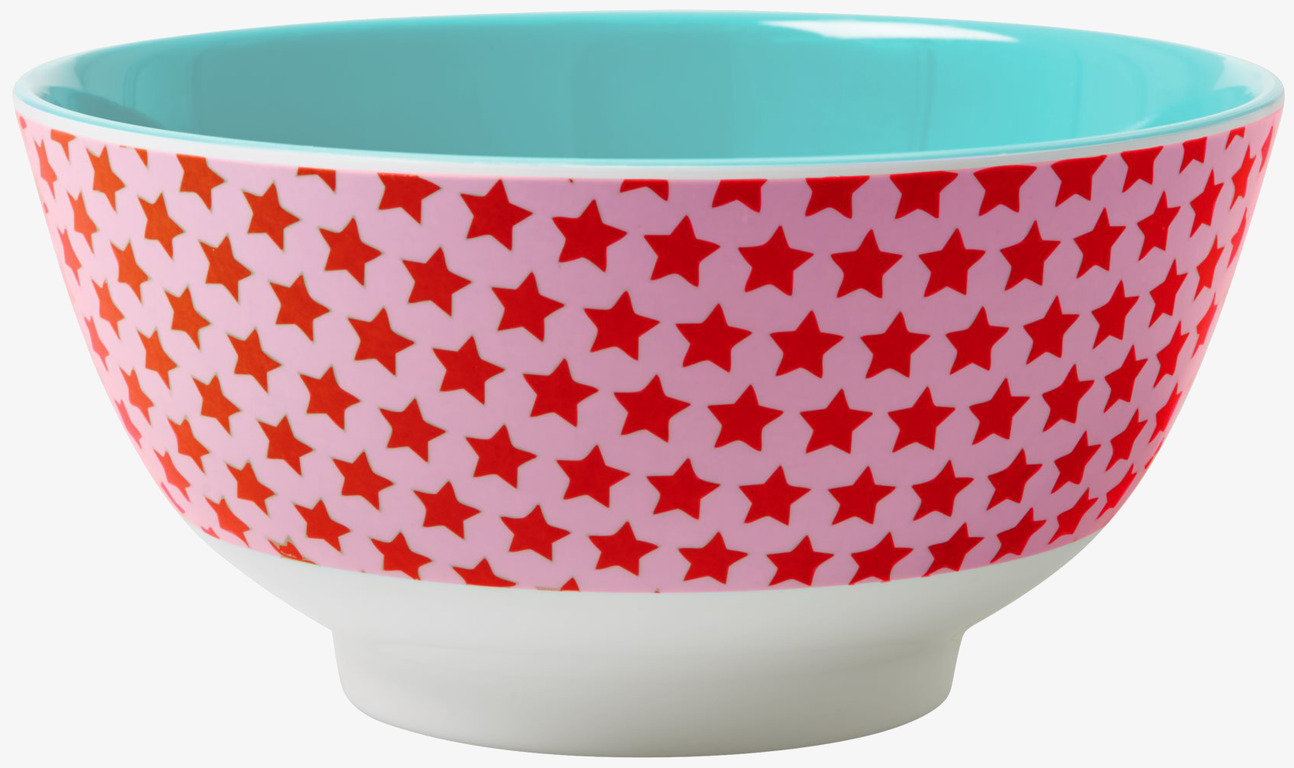 Skål Melamin Star Print från Rice med röda stjärnor
