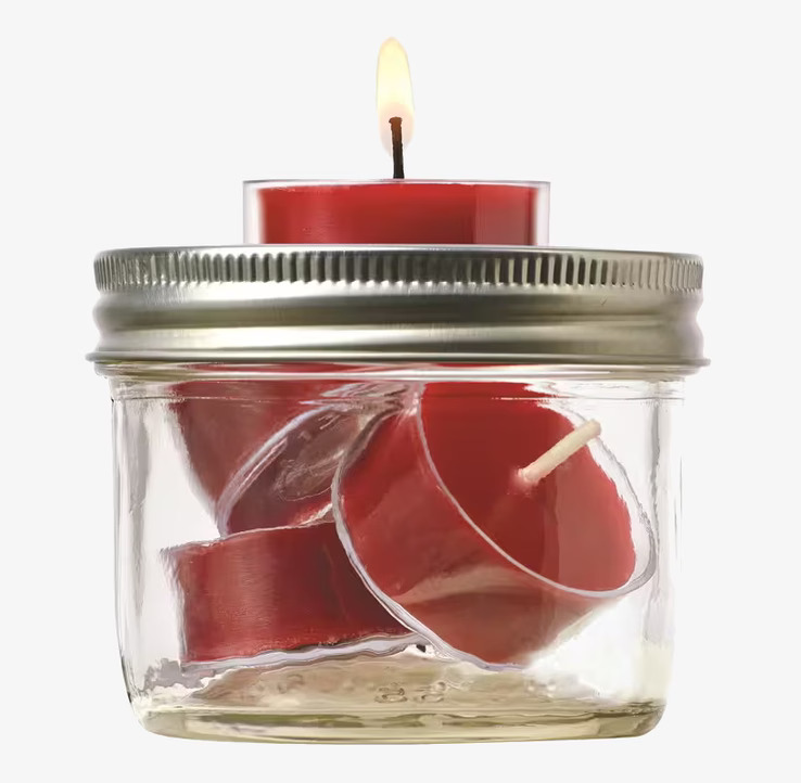 Tea Light Holder från Ball Mason Jar med röda värmeljus