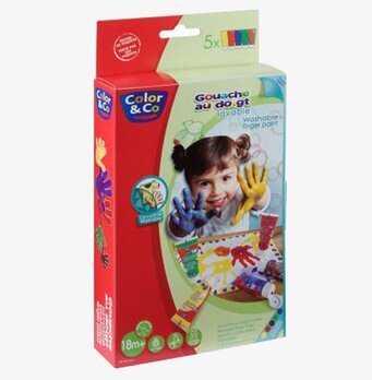 Fingerfärgset 5X80 ml, klassiskt från Color & Co för barn