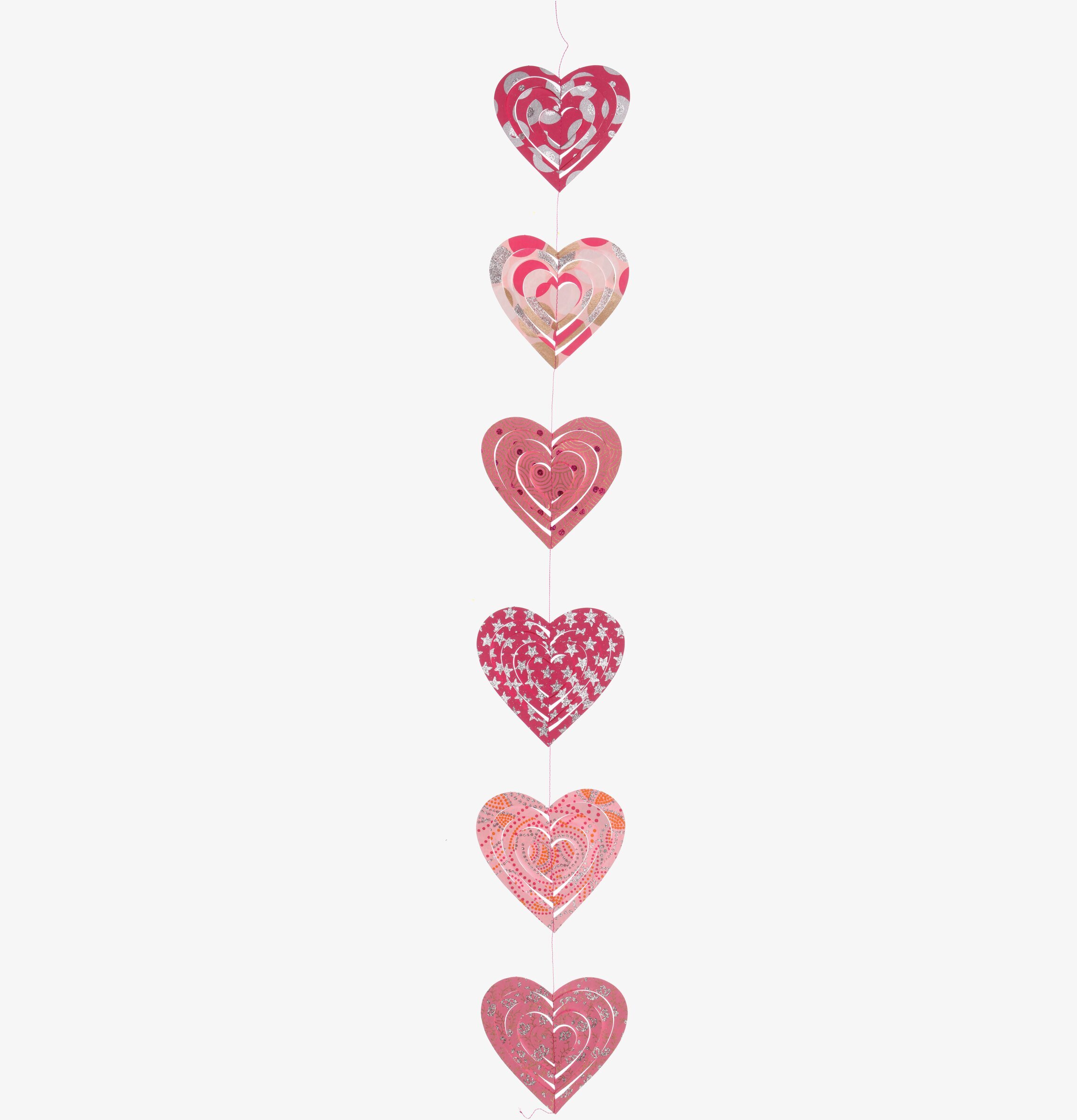 Dekoration Hjärta Rosa från Sass & Belle, sex rosa hjärtan